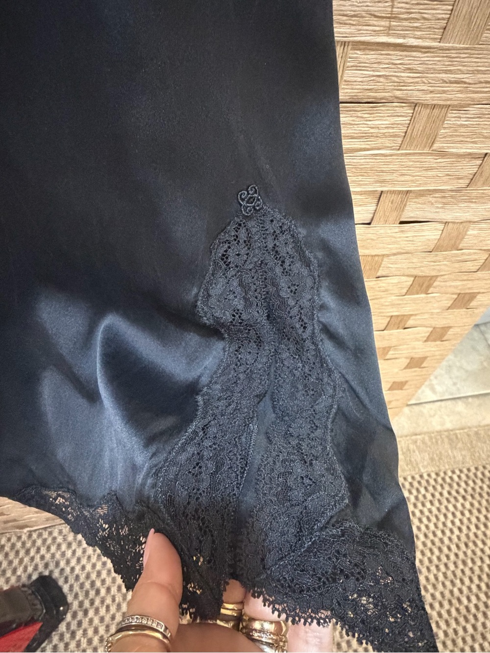 VANNINA VESPERINI Black Silk Lace-Trim Slip Chemise - Timeless Luxury S/M - Picture 4 of 8